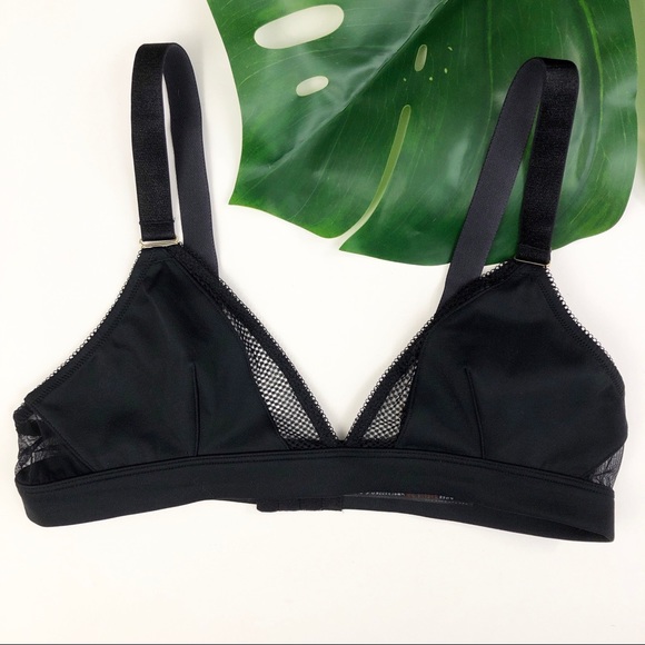 Topshop Fishnet Mesh Panel Black Bralette - 8 - Picture 3 of 7